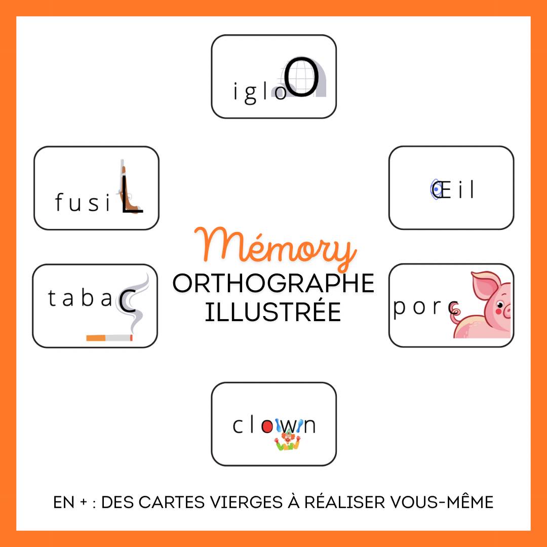 Boîte de Mémory de l'orthographe illustrée