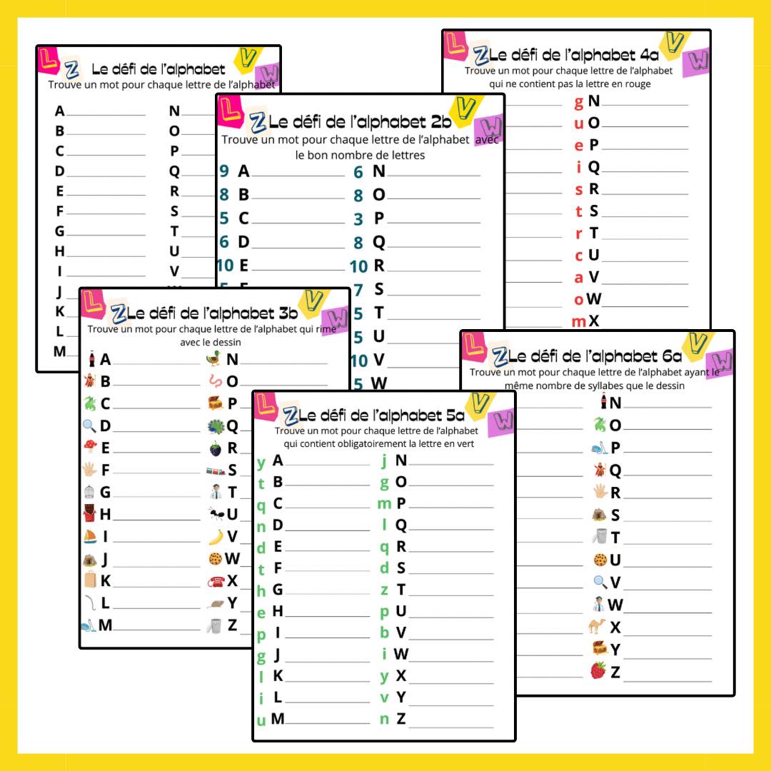 Boîte de Le défi de l'alphabet